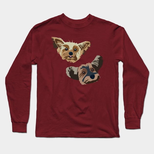 The Yorkies – Cute Dog Art Long Sleeve T-Shirt by Design Garden